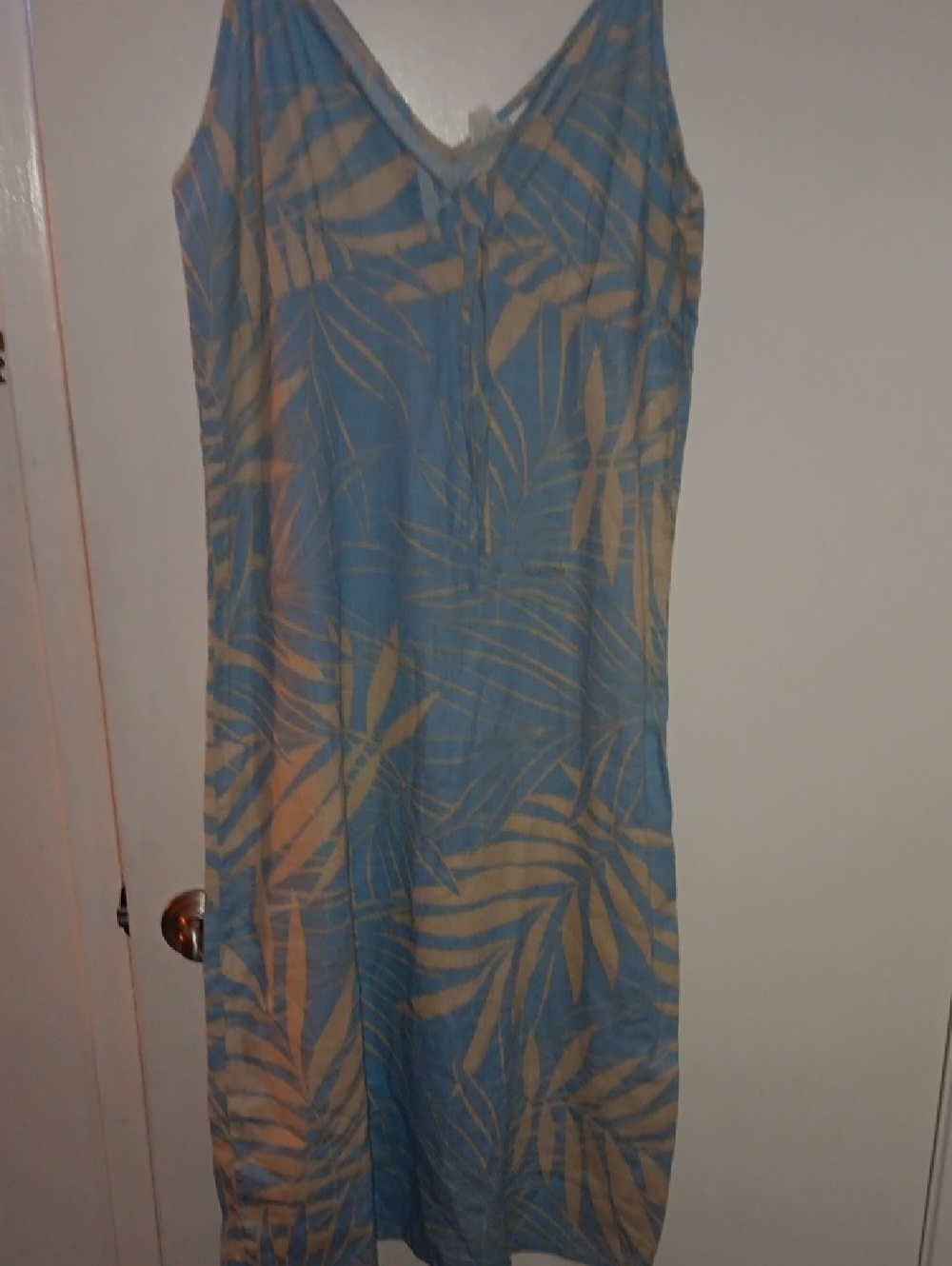 Roxy Blue and Tan Tropical Print Slip Dress